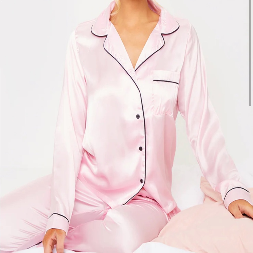 Satin light pink pajamas